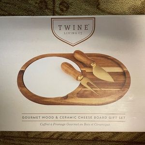 Twine Living Co. Gourmet Wood & Ceramic Cheese Board Set
